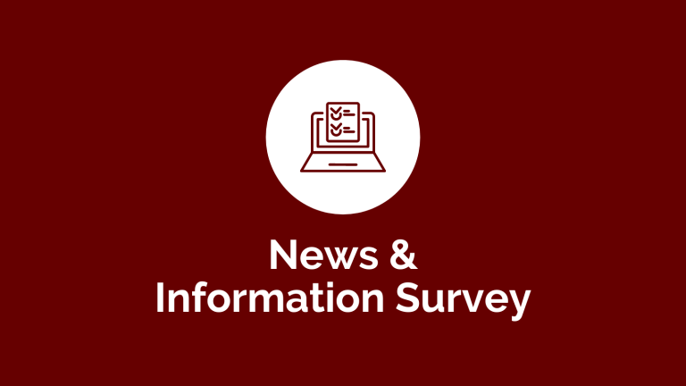 News & Information Survey graphic image with laptop icon